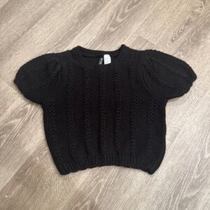 H&M Black Knit Puff Sleeve Top